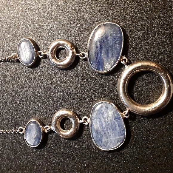 Genuine Adami & Martucci Sterling Silver Kyanite and Circle Necklace 18" - Picture 1 of 10